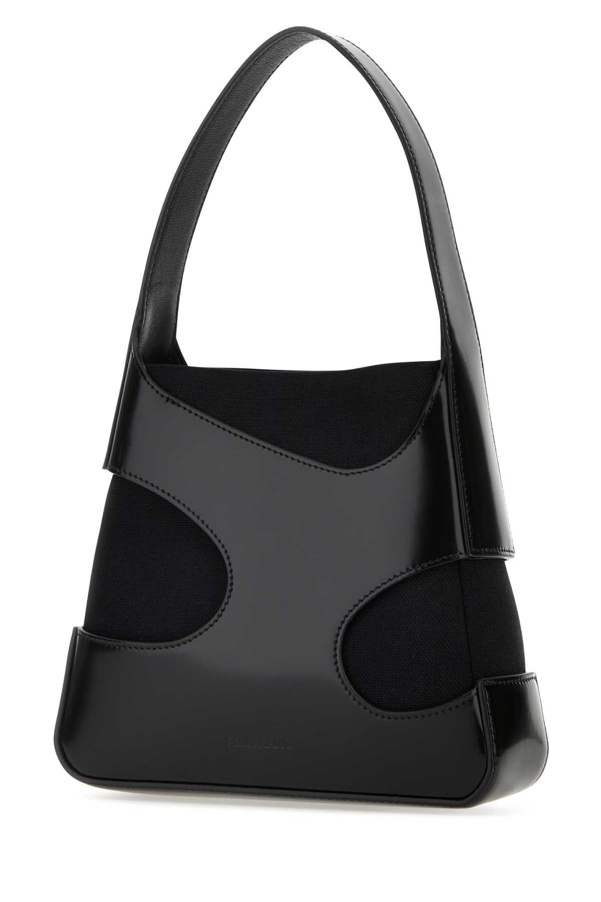 Salvatore Ferragamo Women Black Leather And Canvas Cut Out S Handbag FERRAGAMO