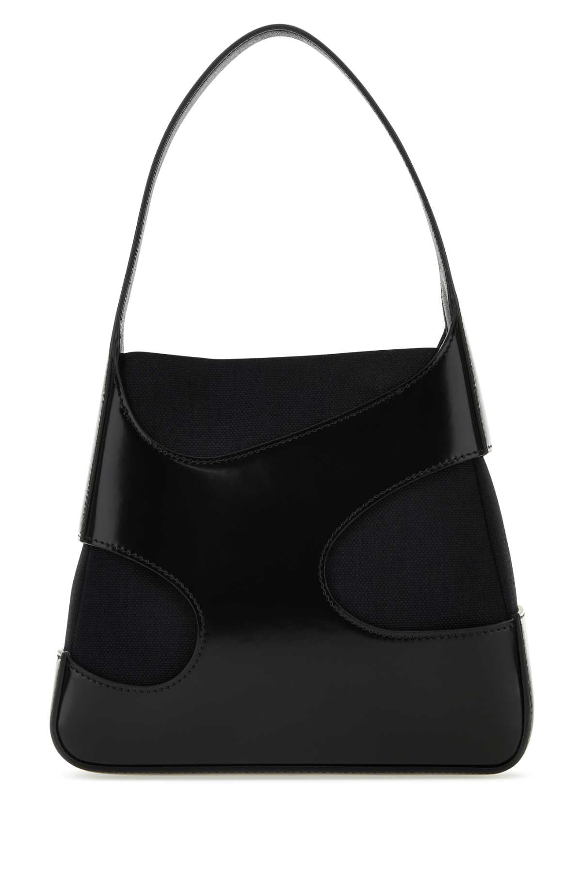 Salvatore Ferragamo Women Black Leather And Canvas Cut Out S Handbag FERRAGAMO
