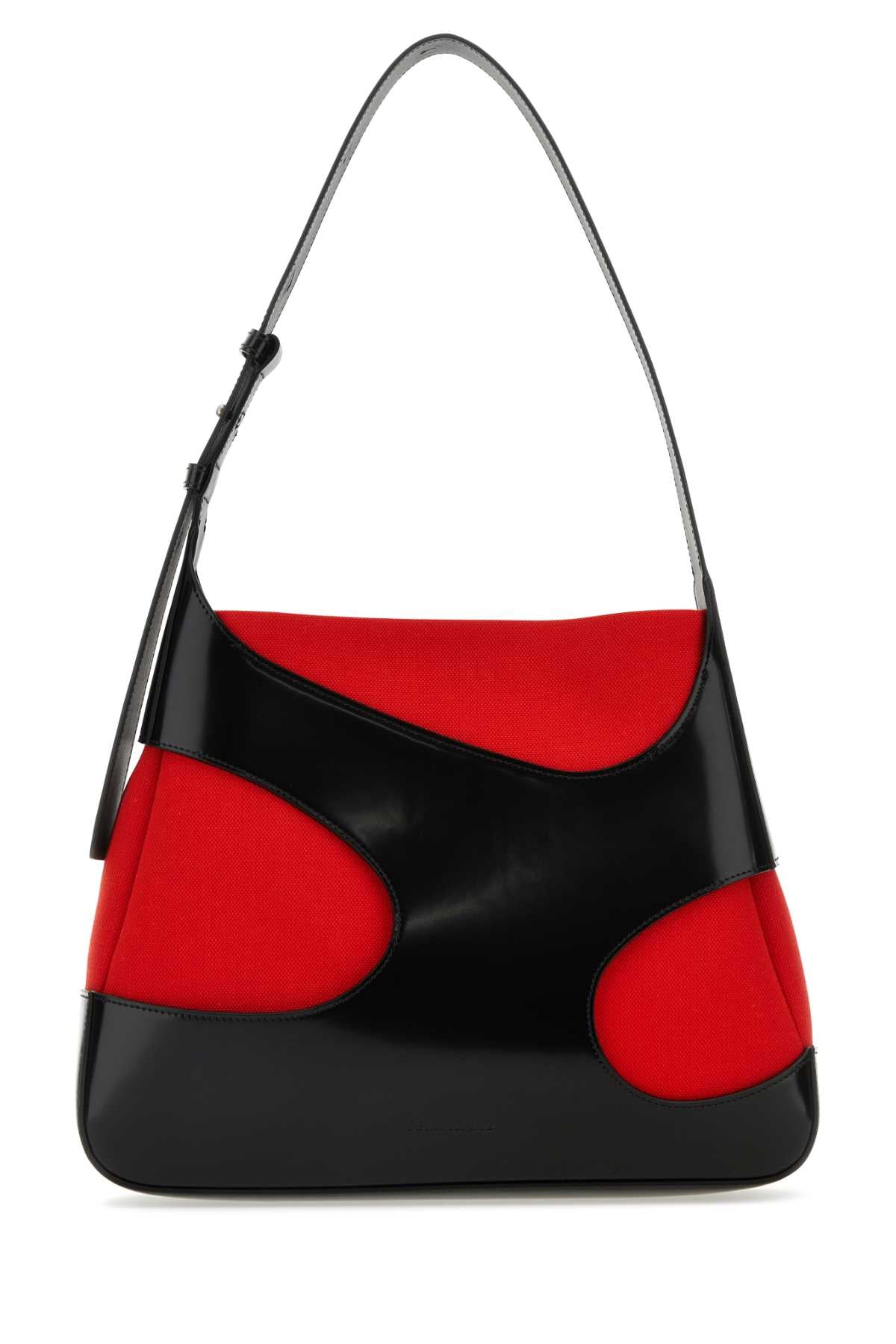 Salvatore Ferragamo Women Two-Tone Leather And Canvas Cut Out L Shoulder Bag FERRAGAMO