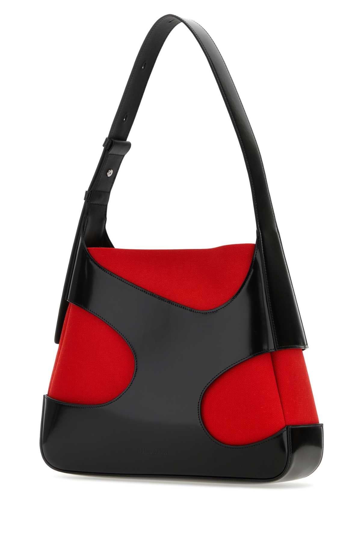 Salvatore Ferragamo Women Two-Tone Leather And Canvas Cut Out L Shoulder Bag FERRAGAMO