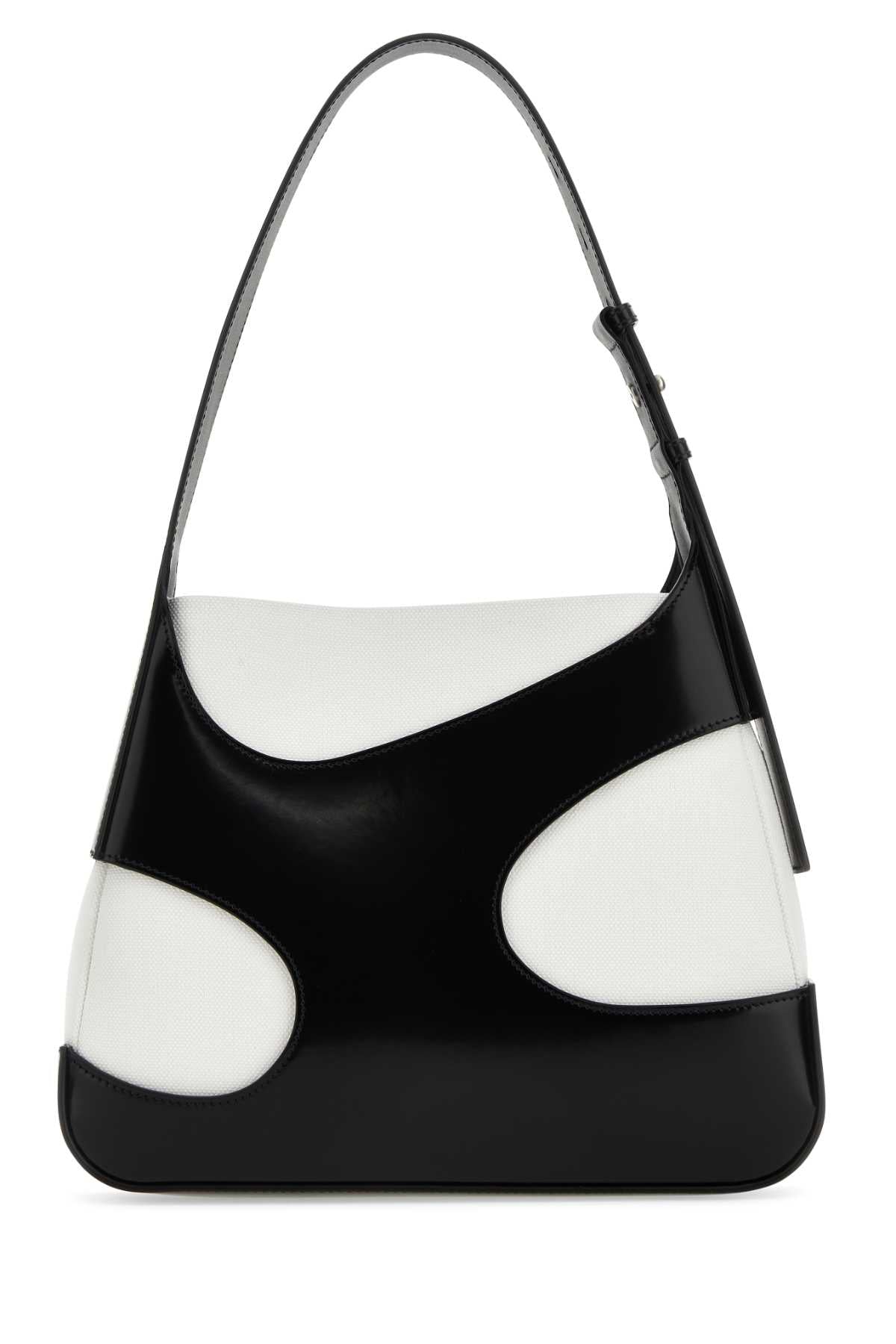 Salvatore Ferragamo Women Two-Tone Leather And Canvas Cut Out L Shoulder Bag FERRAGAMO