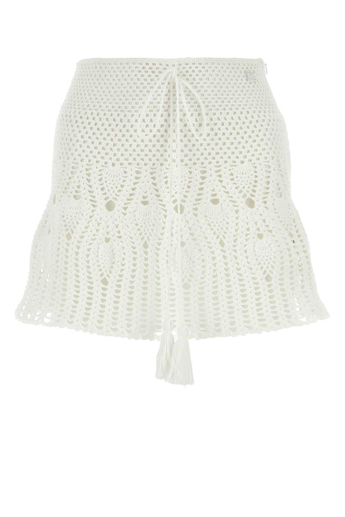 Loewe Paula's Ibiza Women White Crochet Paula S Ibiza Mini Skirt LOEWE