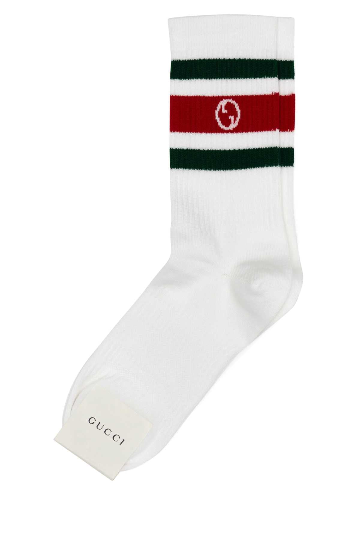 Gucci Women White Stretch Cotton Blend Socks GUCCI