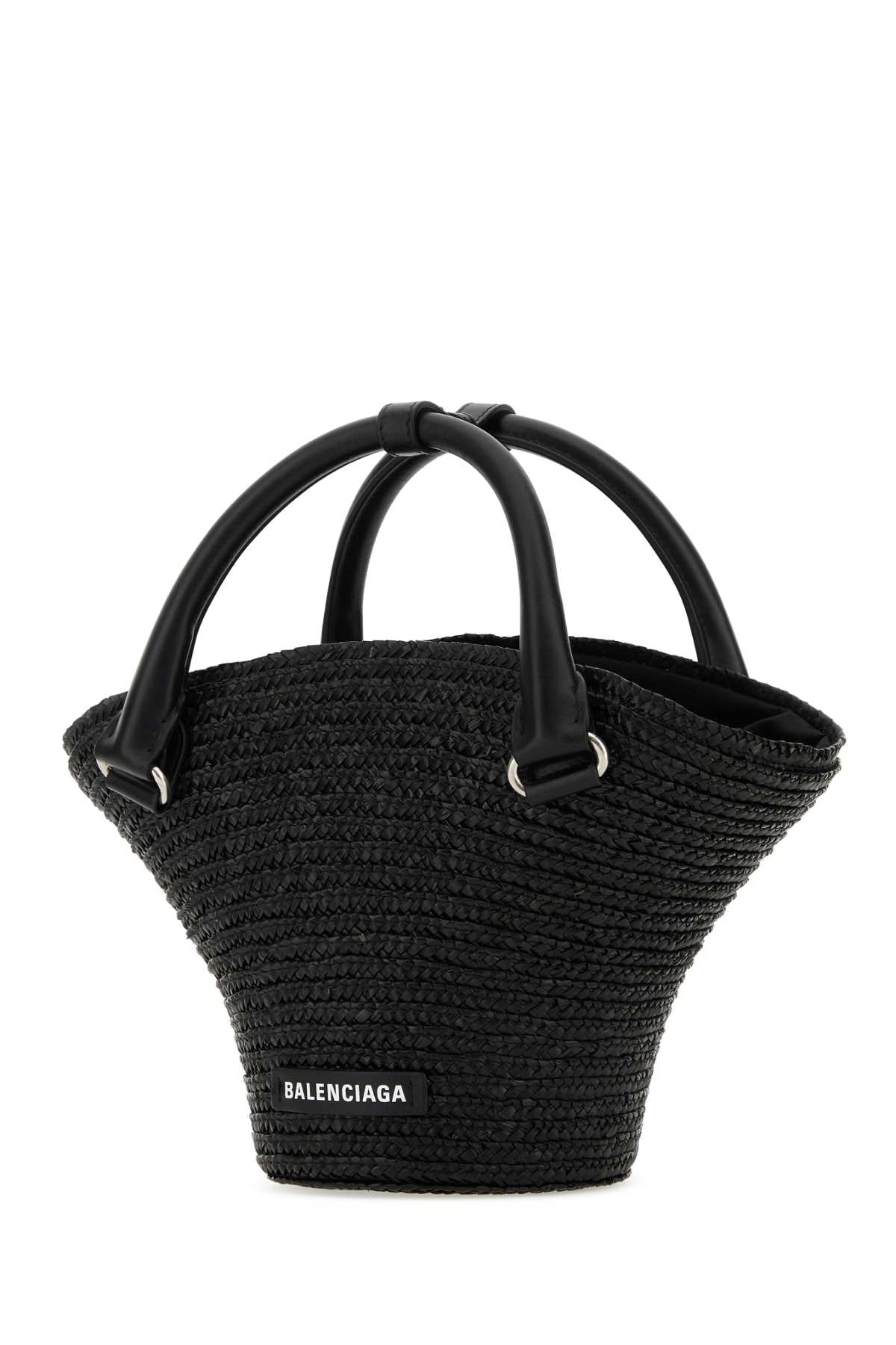 Balenciaga Women Black Straw Mini Beach Handbag BALENCIAGA