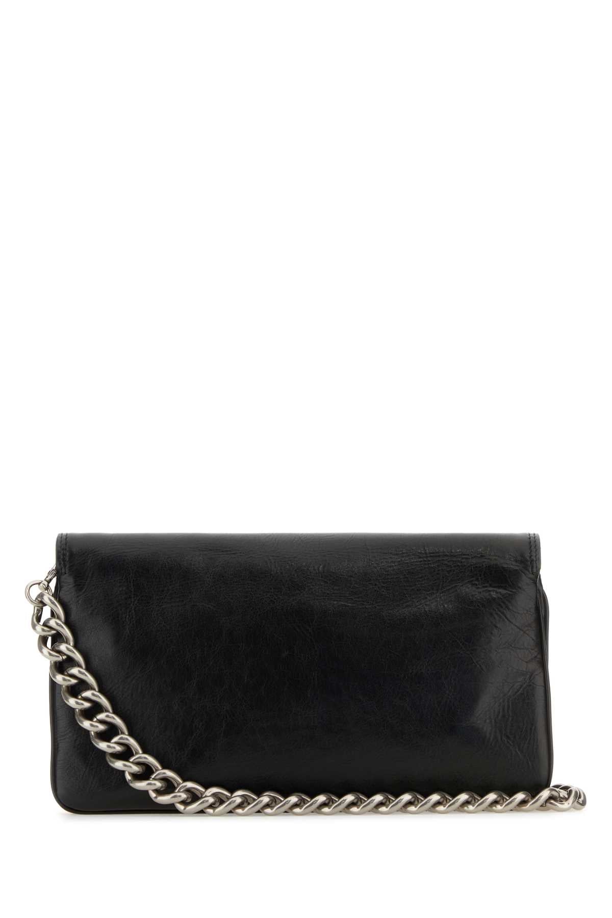 Balenciaga Women Black Leather Medium Bb Soft Flap Clutch BALENCIAGA