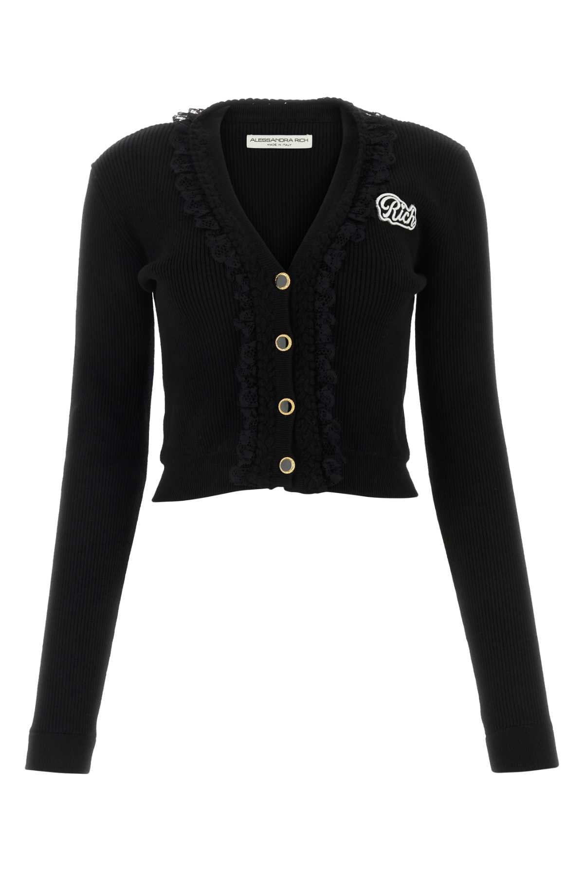 Alessandra Rich Women Black Wool Blend Cardigan ALESSANDRA RICH
