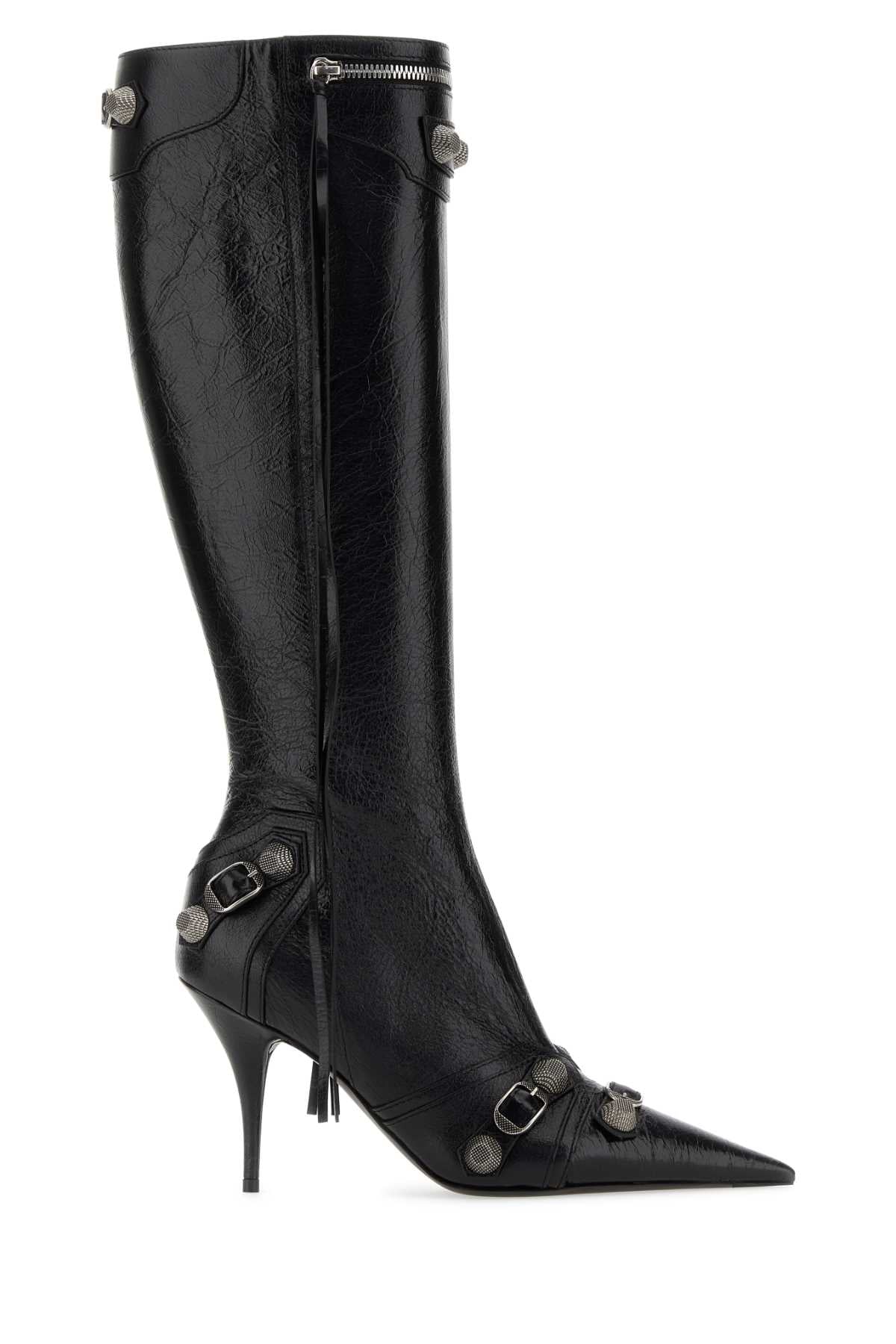 Balenciaga Women Black Leather Cagole Boots BALENCIAGA