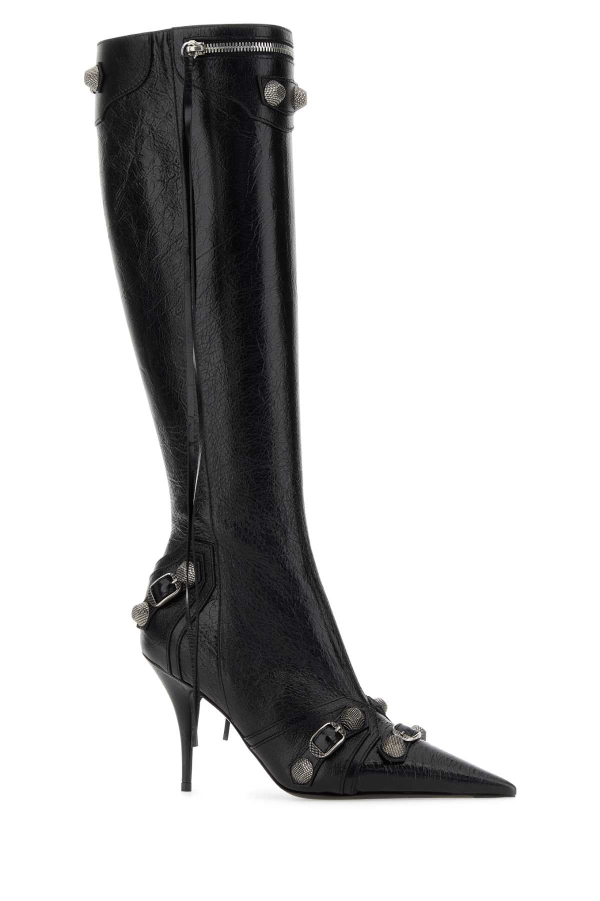 Balenciaga Women Black Leather Cagole Boots BALENCIAGA
