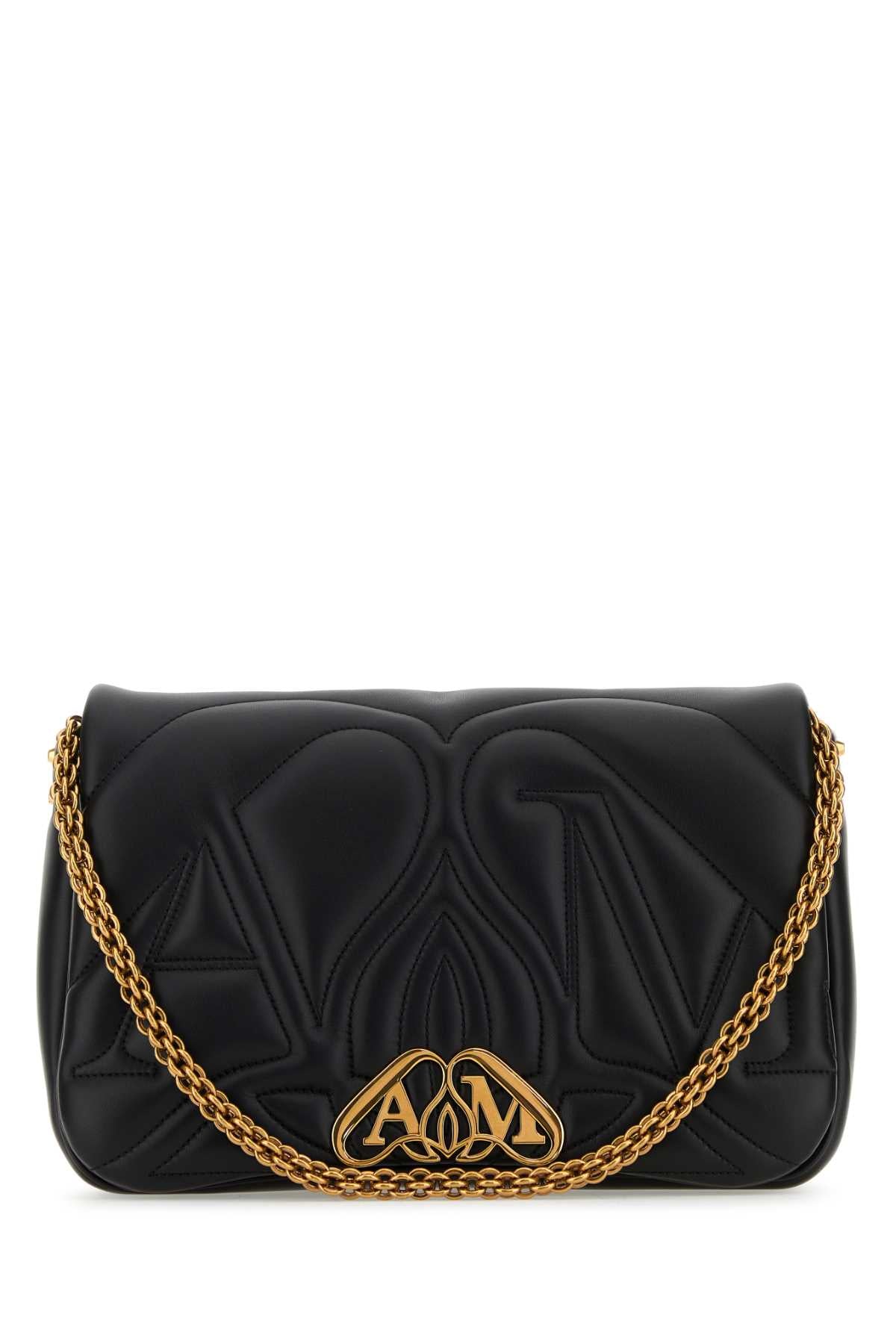 Alexander Mcqueen Women Black Leather Seal Shoulder Bag ALEXANDER MCQUEEN