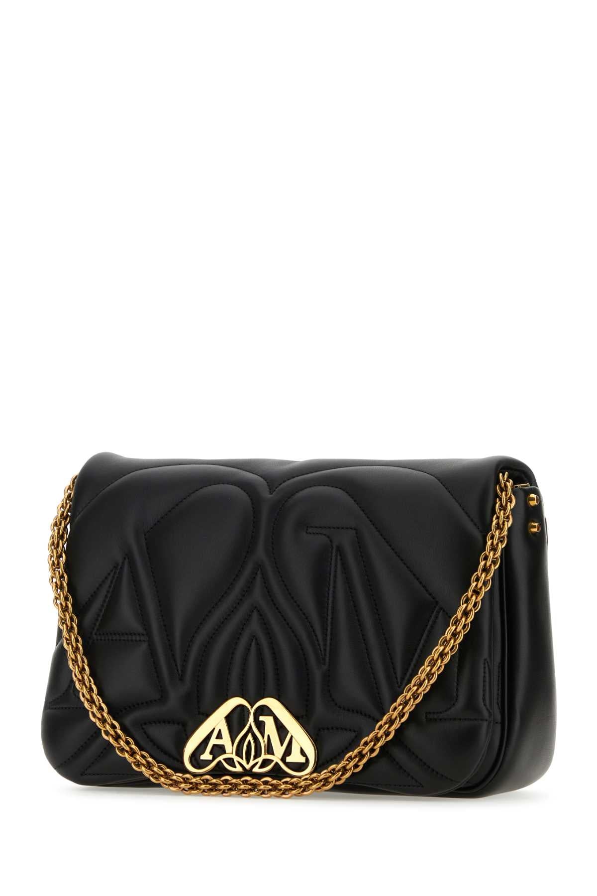 Alexander Mcqueen Women Black Leather Seal Shoulder Bag ALEXANDER MCQUEEN