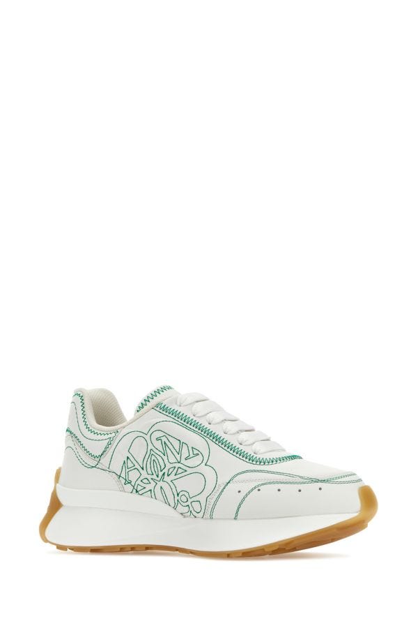 Alexander Mcqueen Woman White Leather Sneakers
