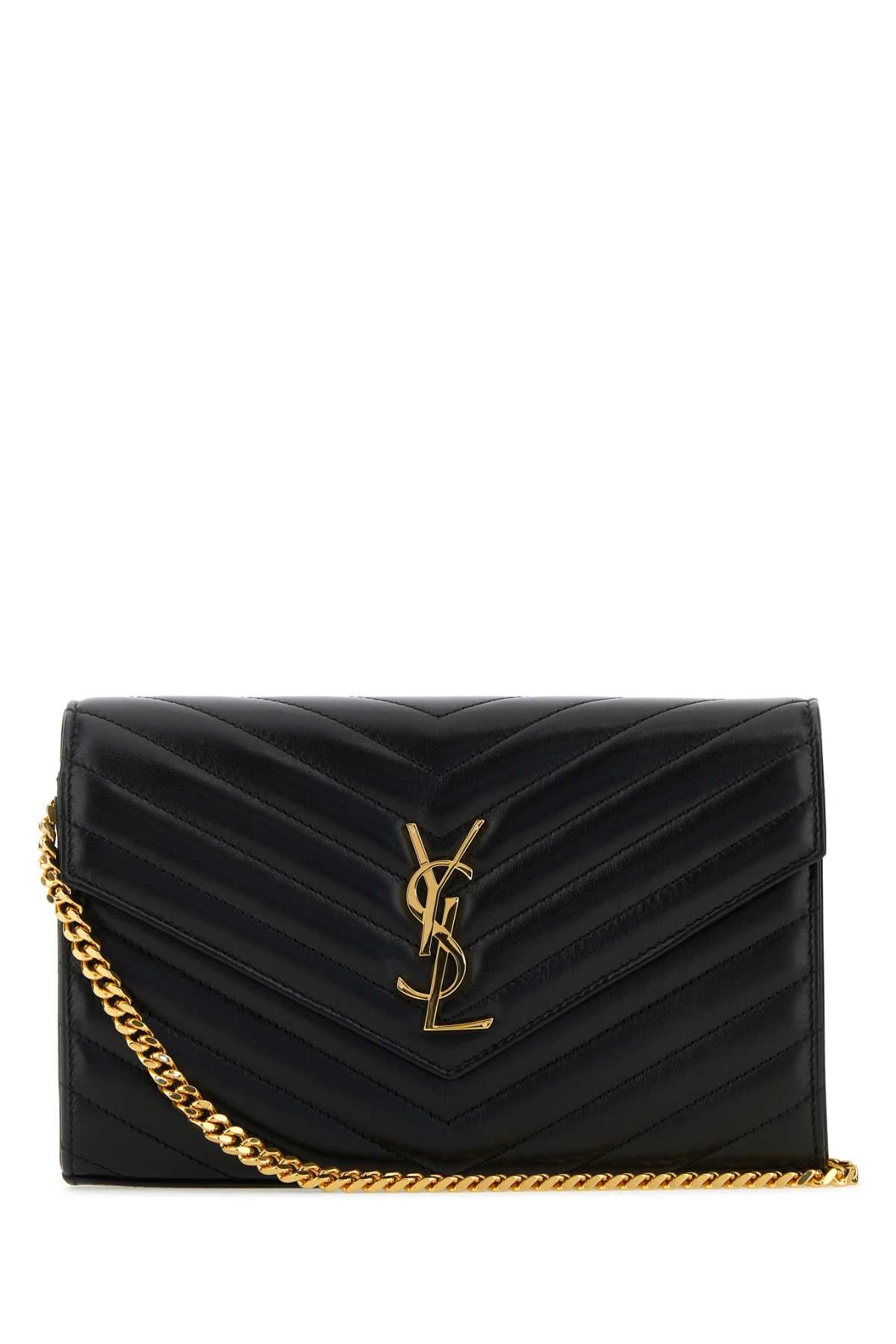 Saint Laurent Women Black Leather Cassandre Clutch SAINT LAURENT