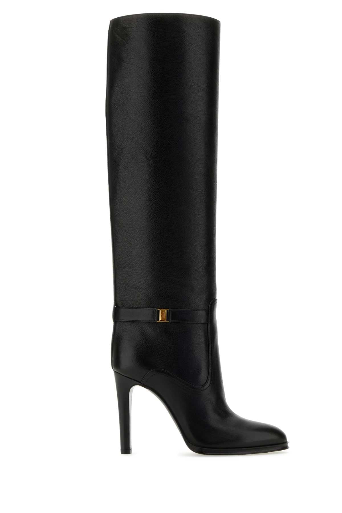 Saint Laurent Women Black Leather Diane Boots