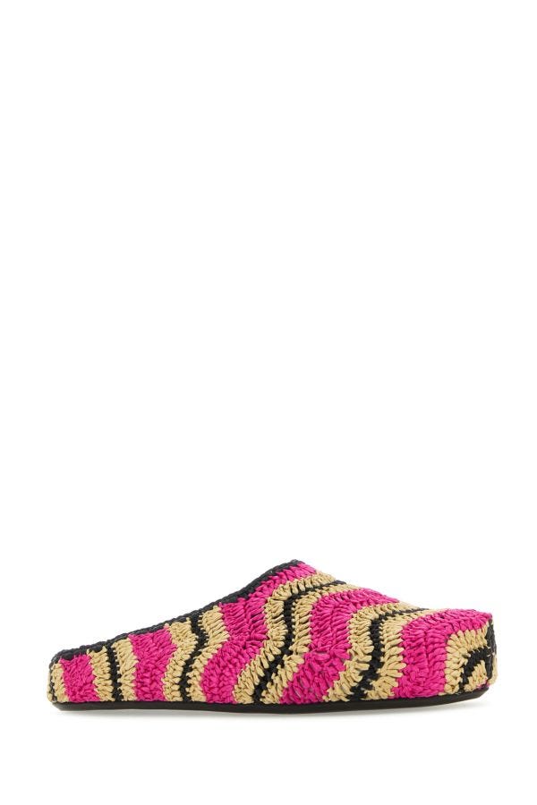 Marni Man Multicolor Raffia Slippers
