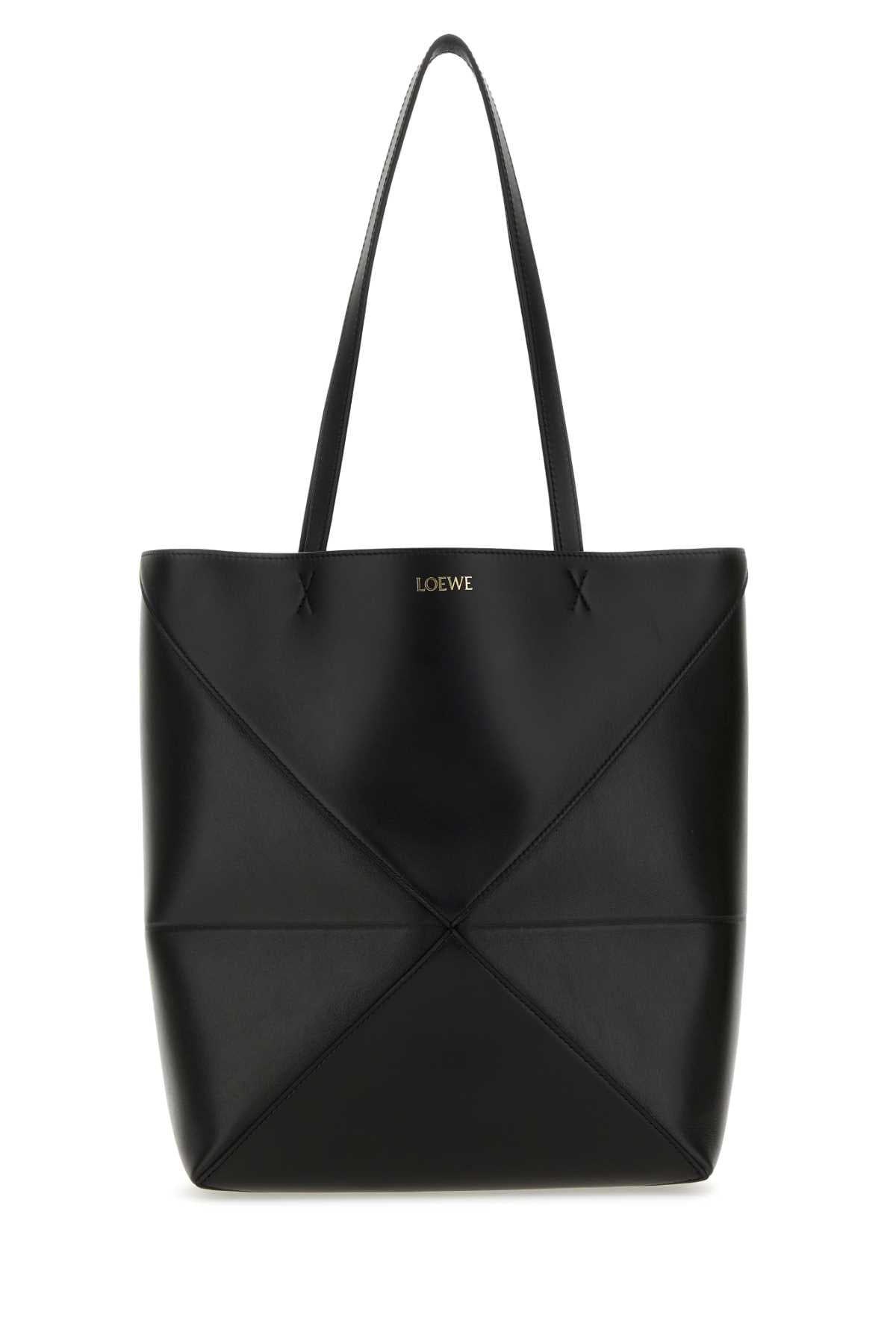 Loewe Women Black Leather Medium Puzzle Fold Shopping Bag LOEWE
