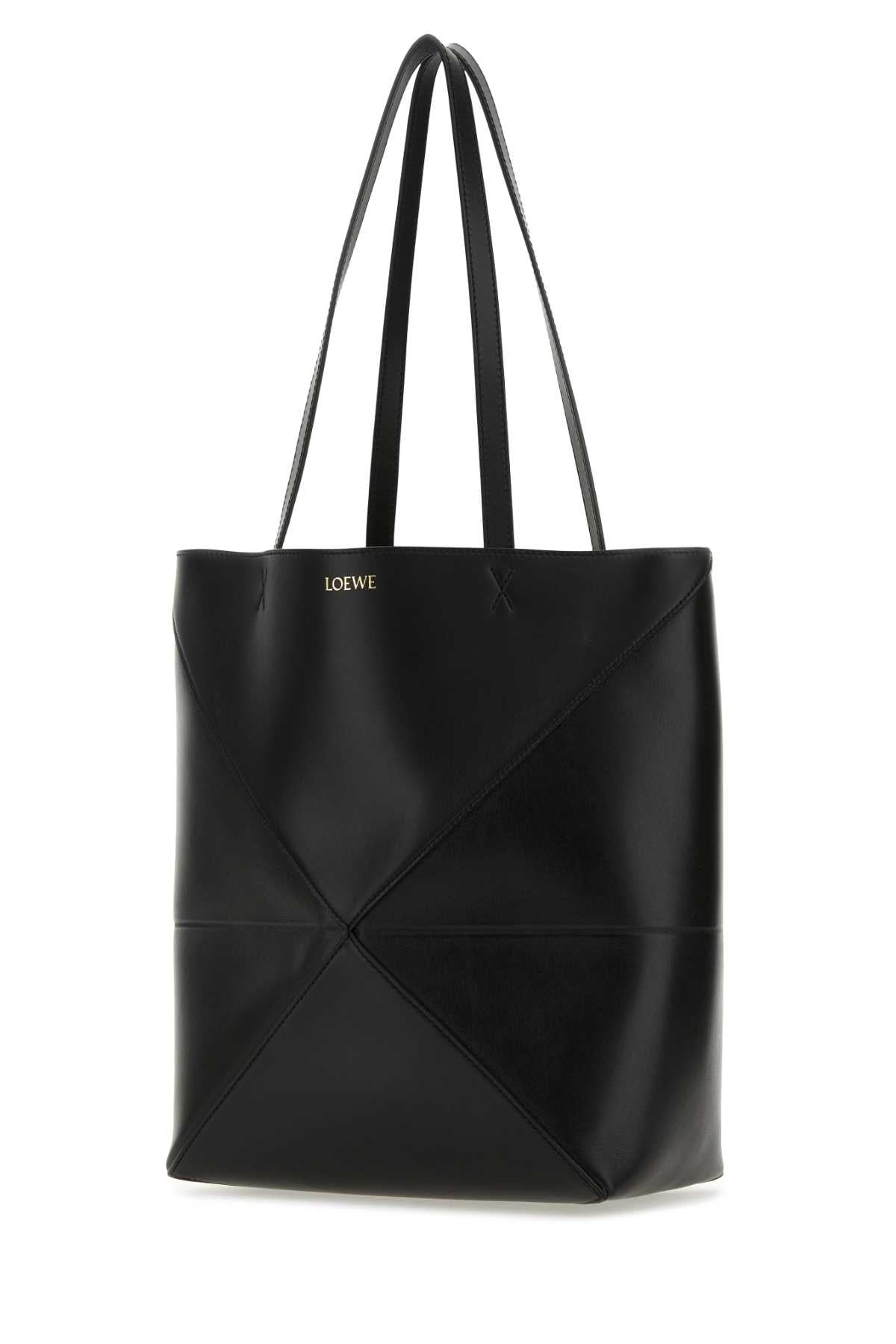 Loewe Women Black Leather Medium Puzzle Fold Shopping Bag LOEWE