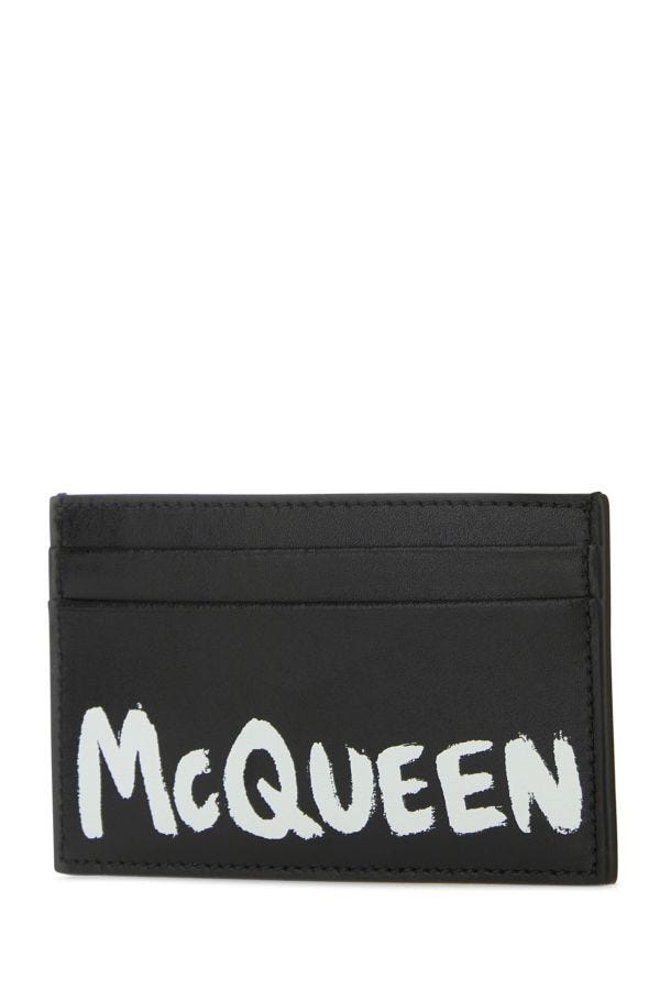 Alexander Mcqueen Man Black Leather Card Holder