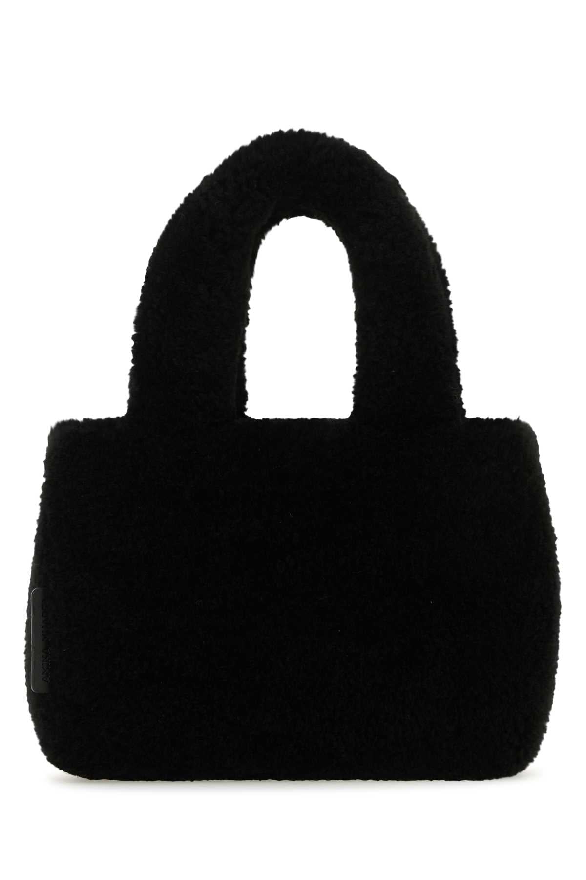 Amina Muaddi Women Black Shearling Amini Giuly Handbag AMINA MUADDI