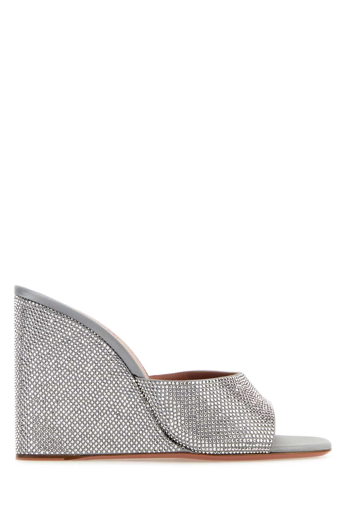 Amina Muaddi Women Embellished Satin Lupita Mules AMINA MUADDI