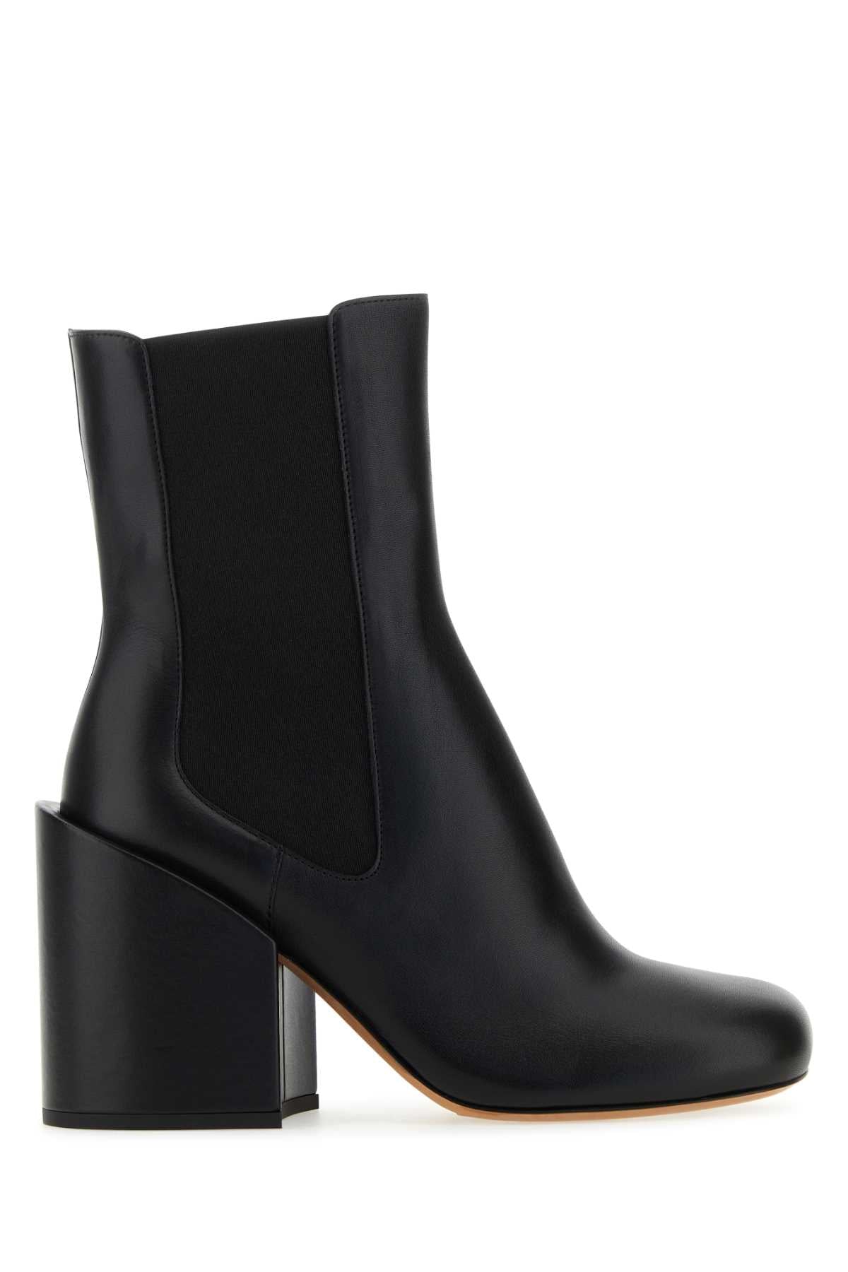 Sportmax Women Black Leather Etra Ankle Boots SPORTMAX