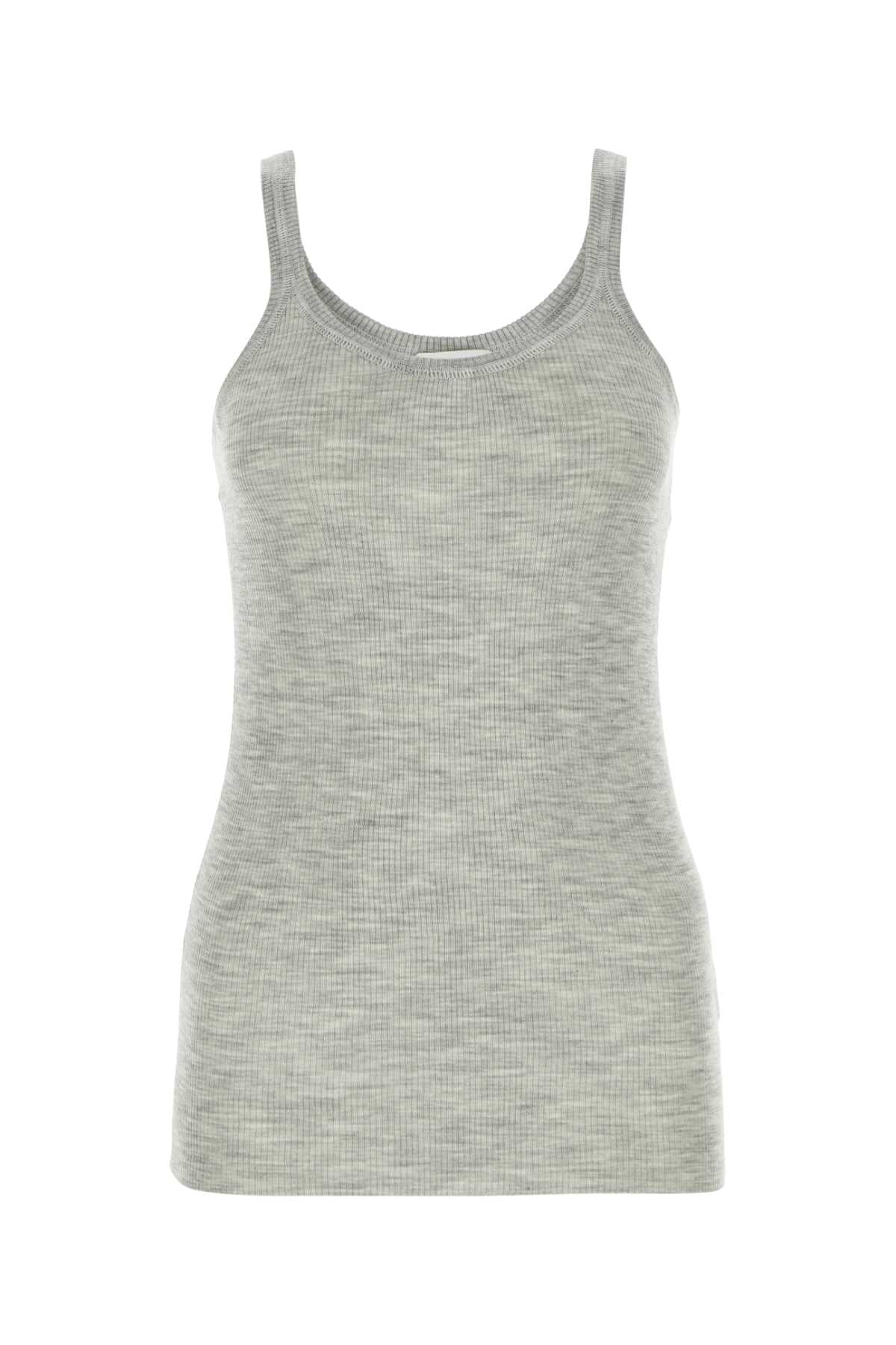 Bottega Veneta Women Melange Grey Wool Tank Top BOTTEGA VENETA