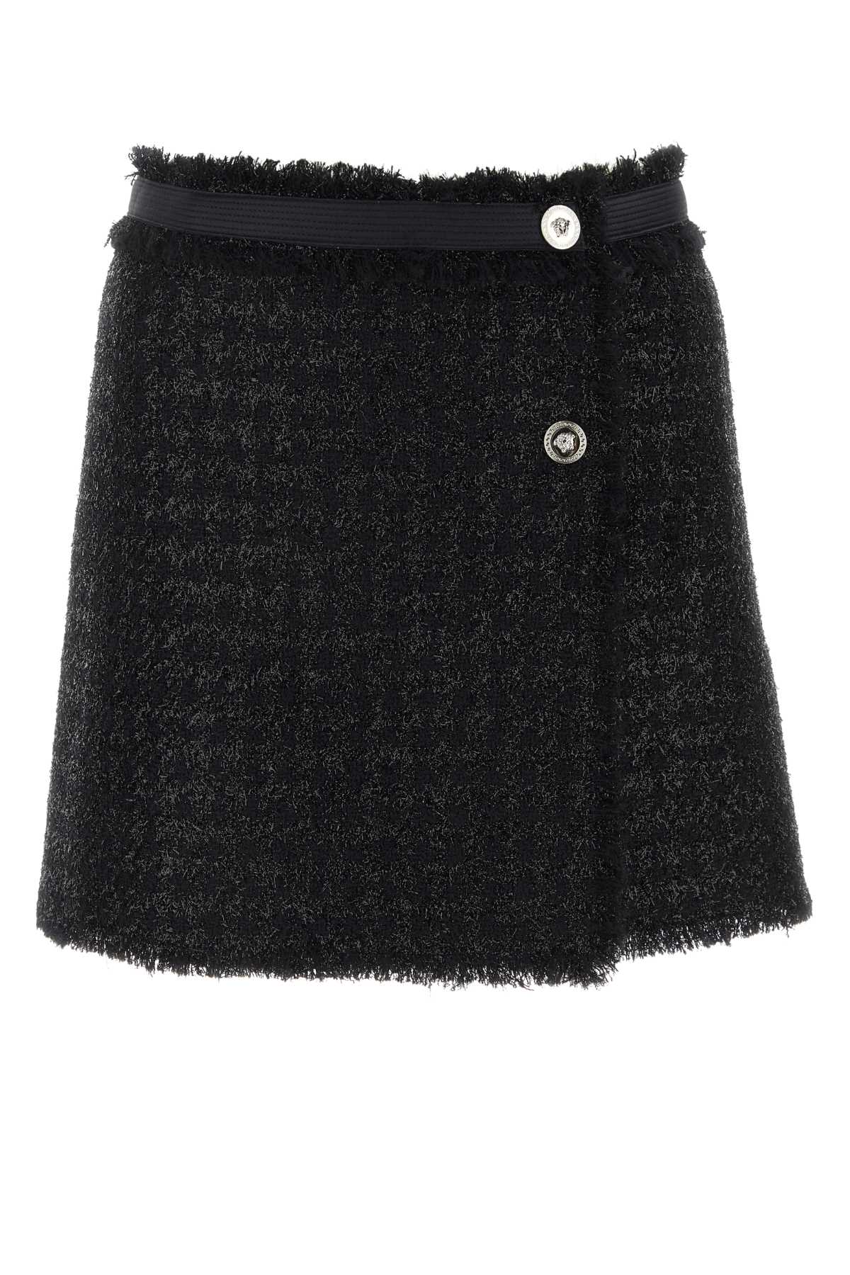 Versace Women Black Tweed Mini Skirt VERSACE