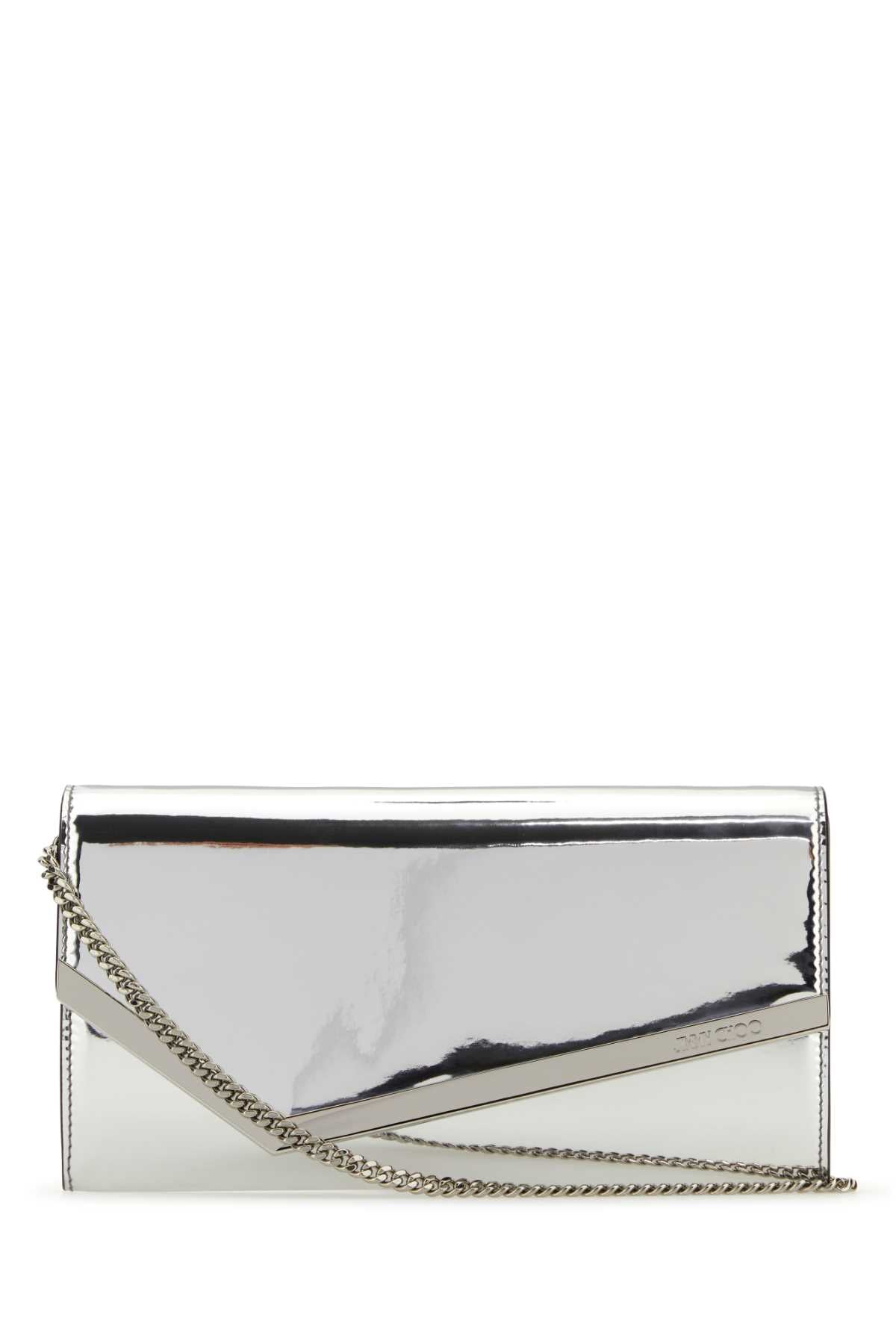 Jimmy Choo Women Silver Synthetic Leather Emmie Clutch JIMMY CHOO