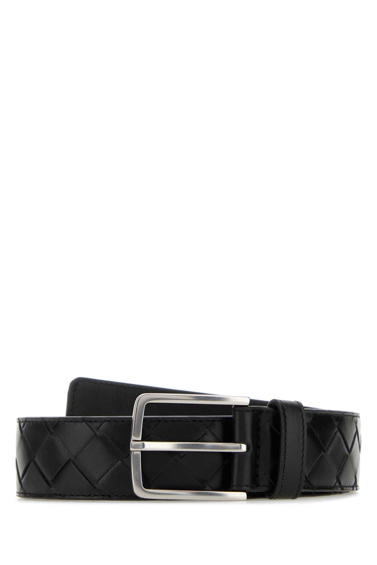 Bottega Veneta Men Black Leather Belt BOTTEGA VENETA