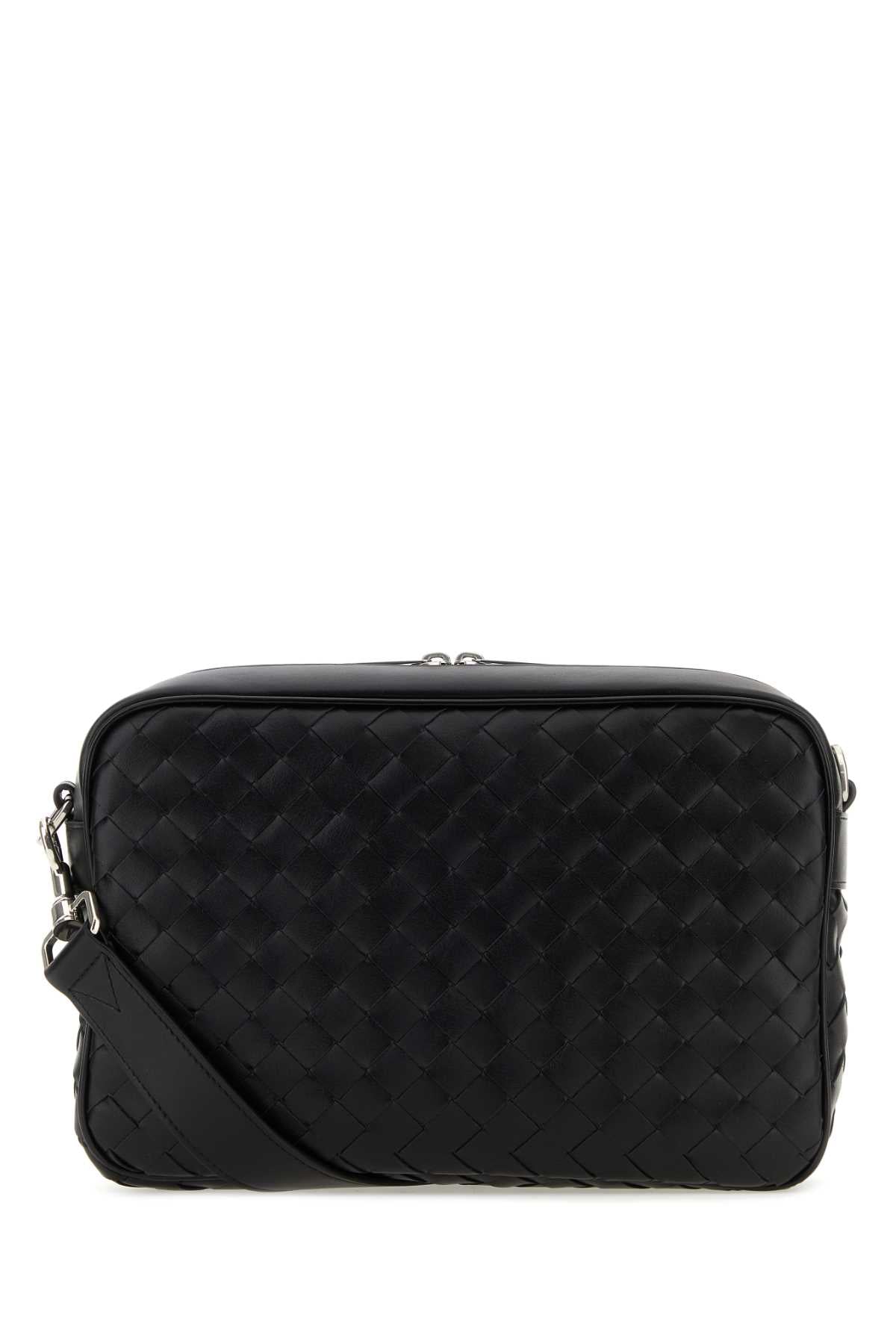 Bottega Veneta Men Black Leather Medium Camera Crossbody Bag BOTTEGA VENETA
