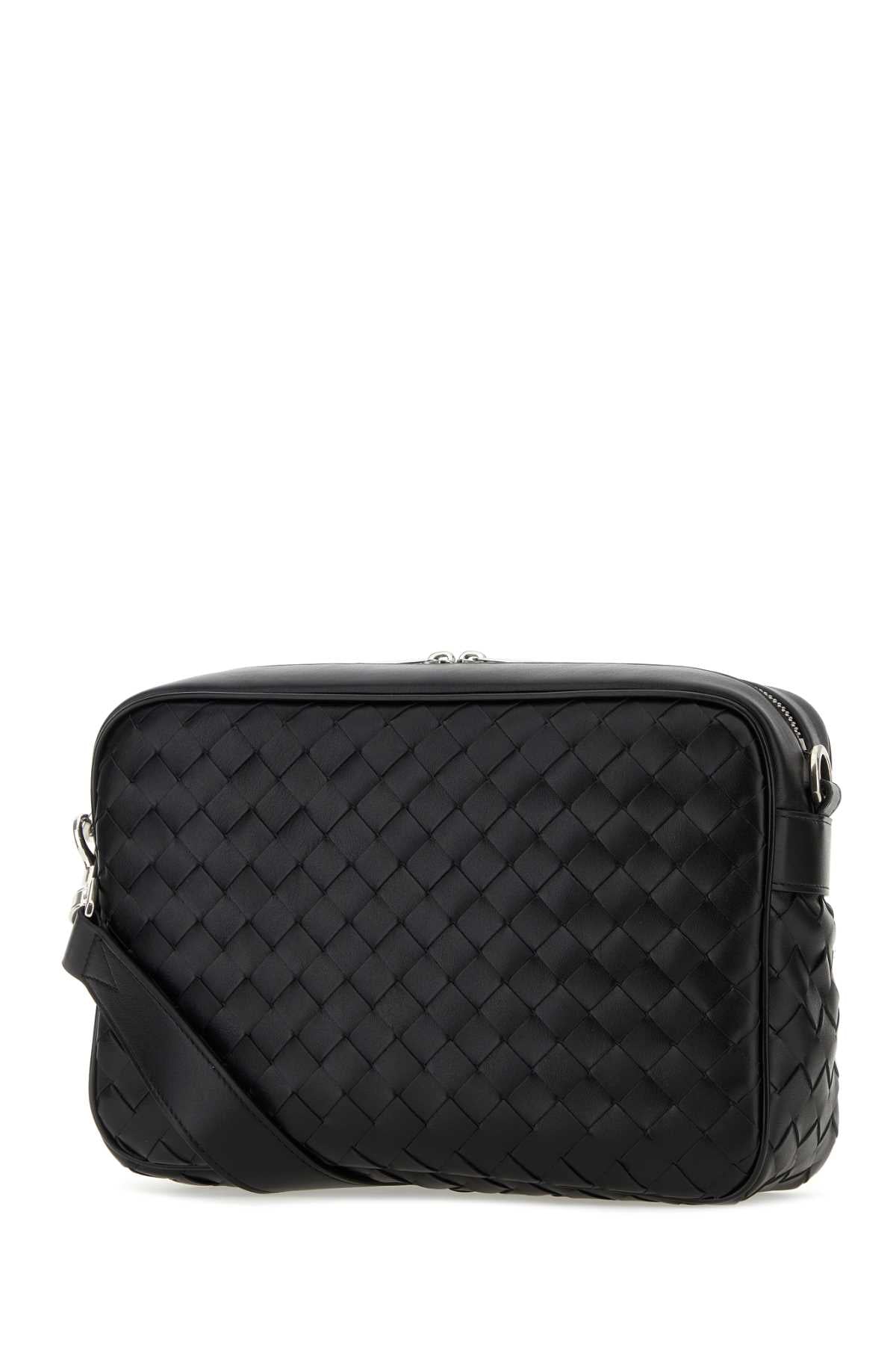 Bottega Veneta Men Black Leather Medium Camera Crossbody Bag BOTTEGA VENETA