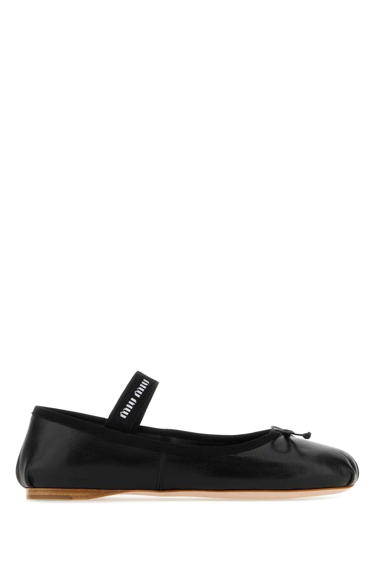 Miu Miu Women Black Leather Ballerinas MIU MIU