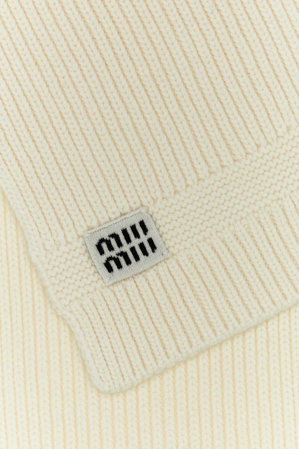 Miu Miu Women White Wool Blend Scarf MIU MIU