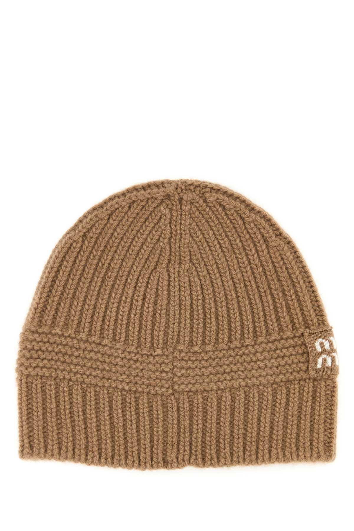 Miu Miu Women Biscuit Stretch Wool Beanie Hat MIU MIU