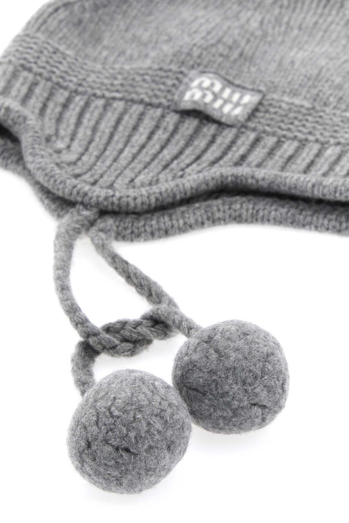 Miu Miu Women Grey Wool Blend Beanie Hat MIU MIU