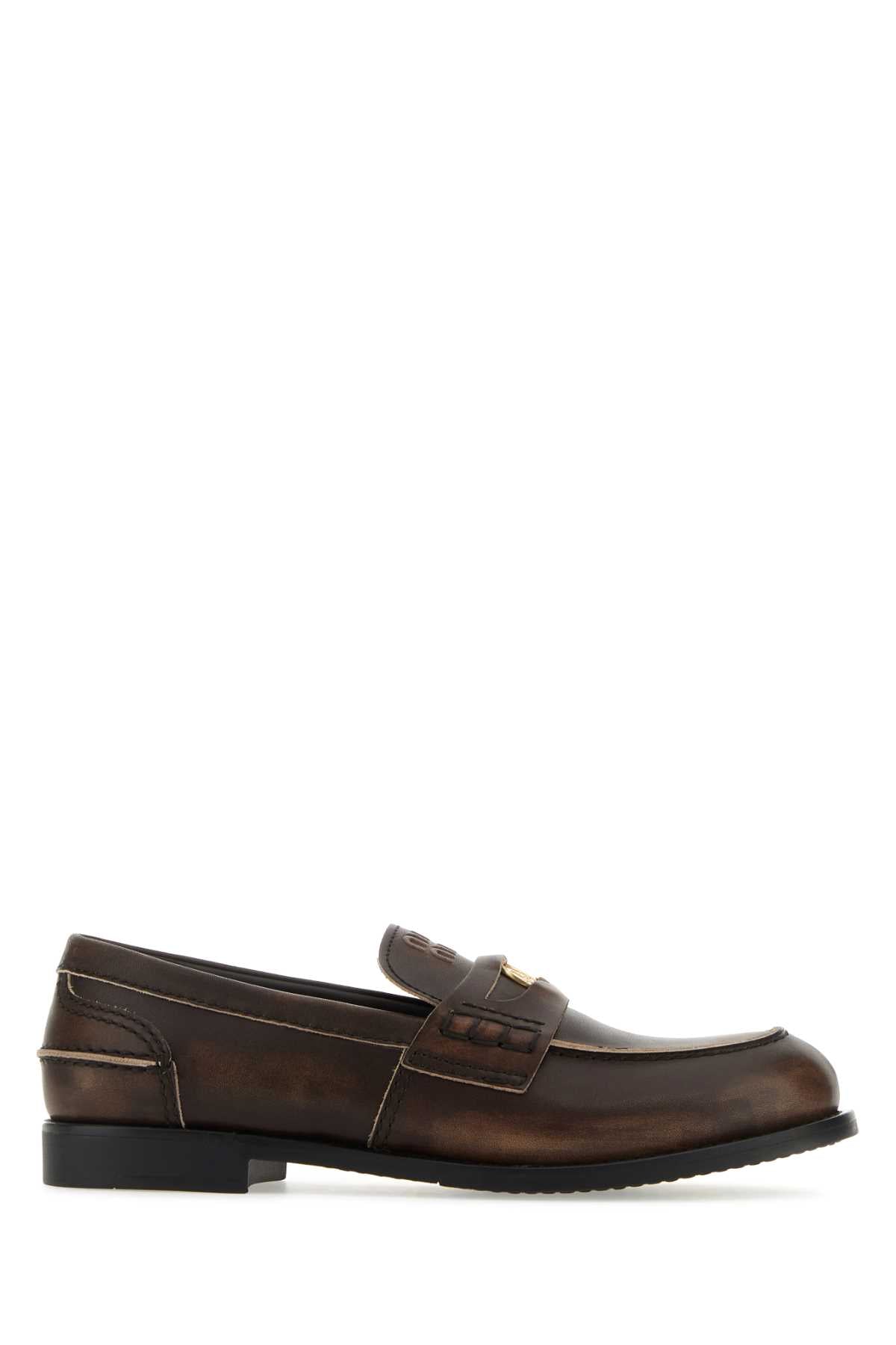Miu Miu Women Dark Brown Leather Loafers MIU MIU