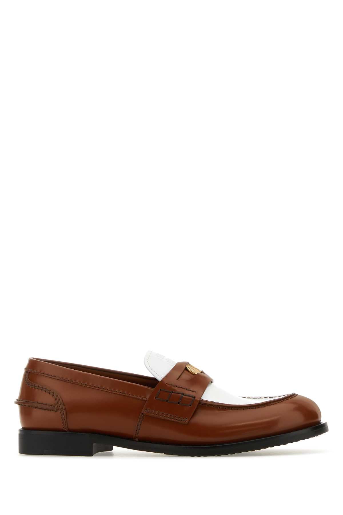 Miu Miu Women Two-Tone Leather Loafers MIU MIU