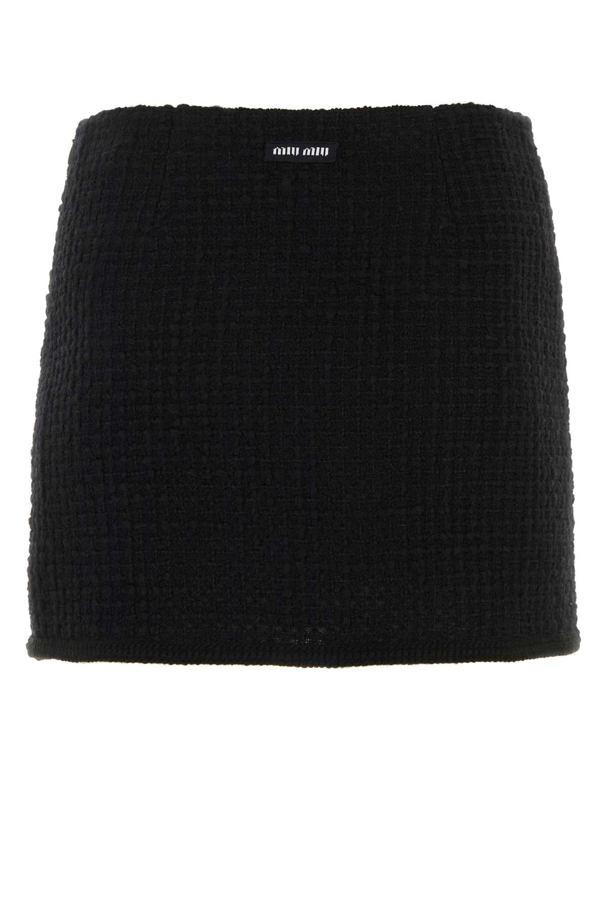 Miu Miu Women Black Boucle Mini Skirt MIU MIU