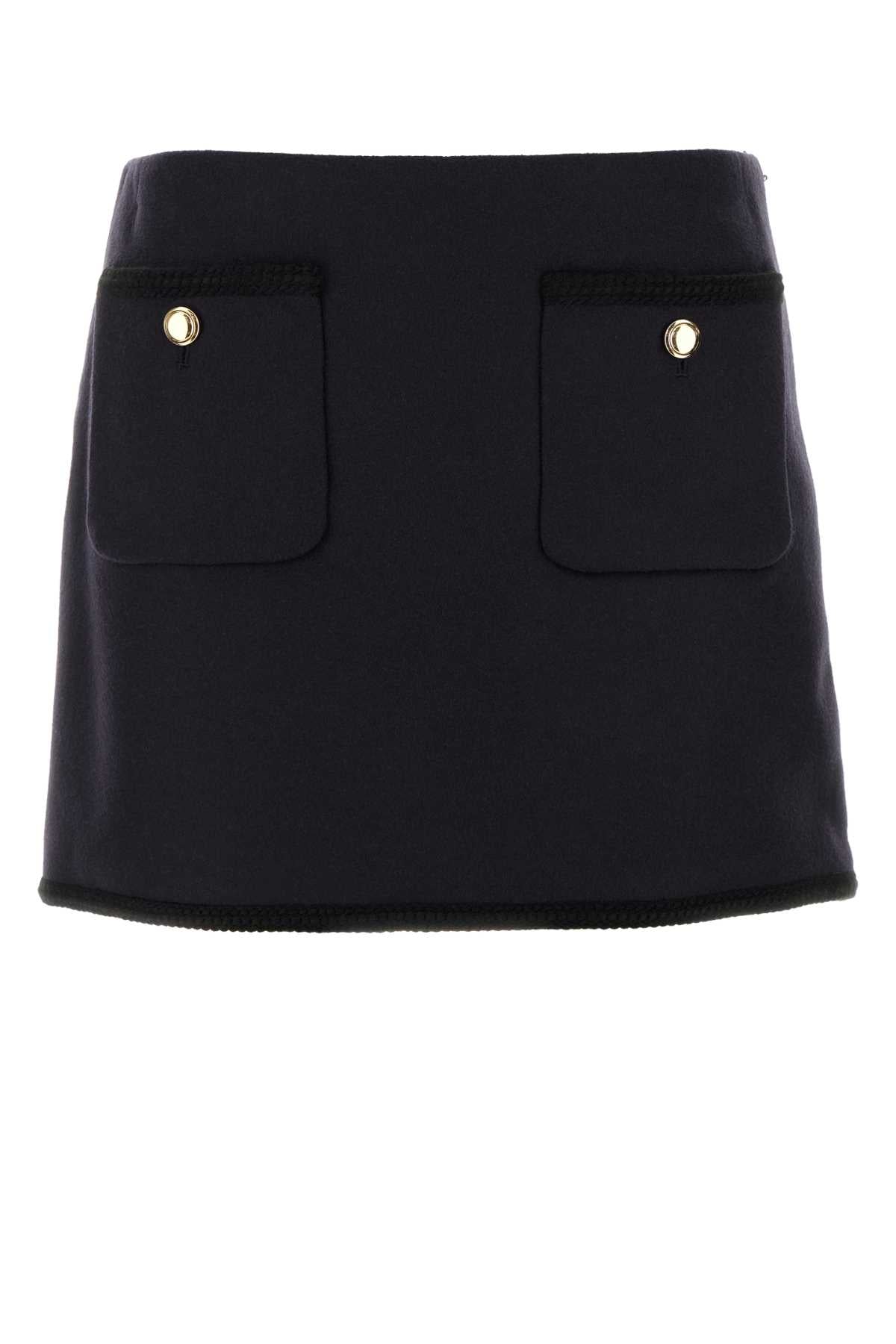 Miu Miu Women Midnight Blue Wool Mini Skirt MIU MIU