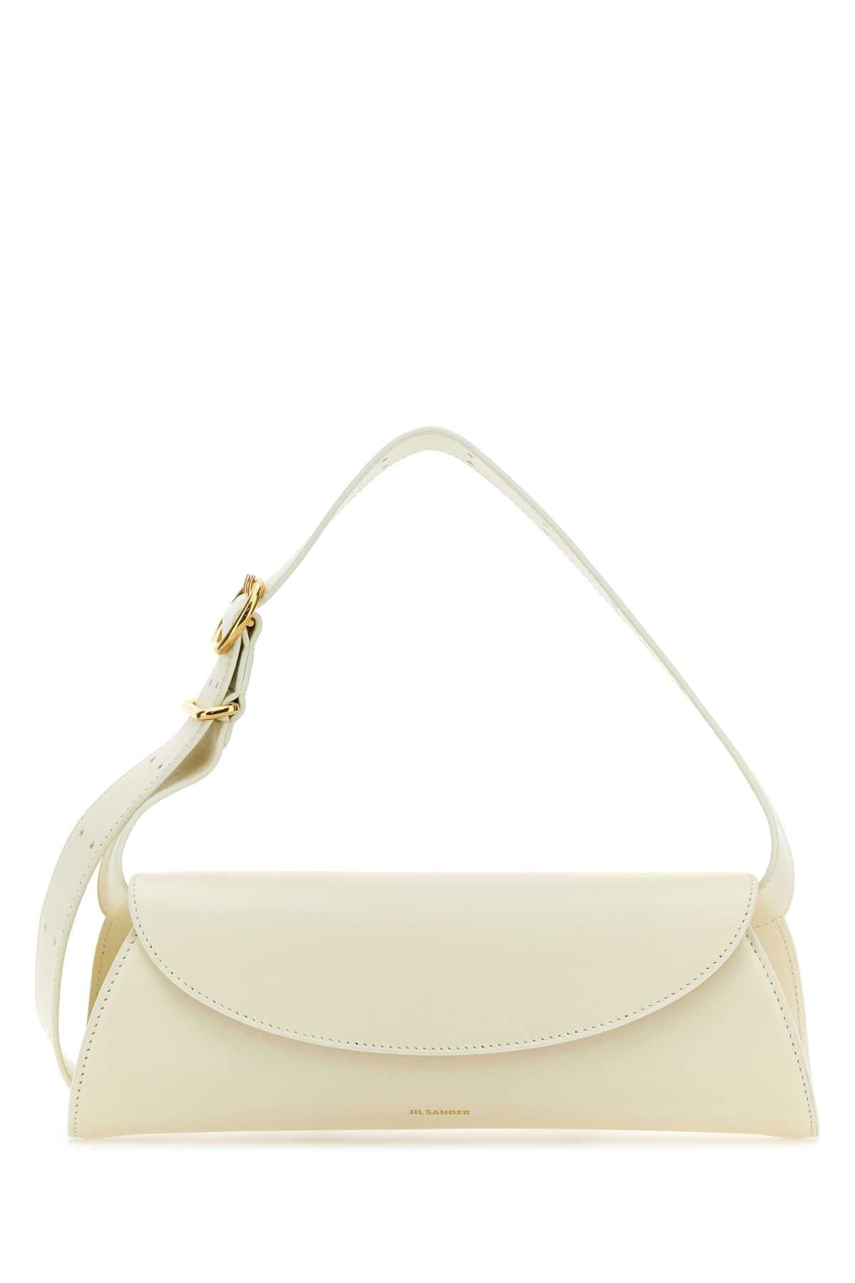 Jil Sander Women Ivory Leather Small Cannolo Shoulder Bag JIL SANDER