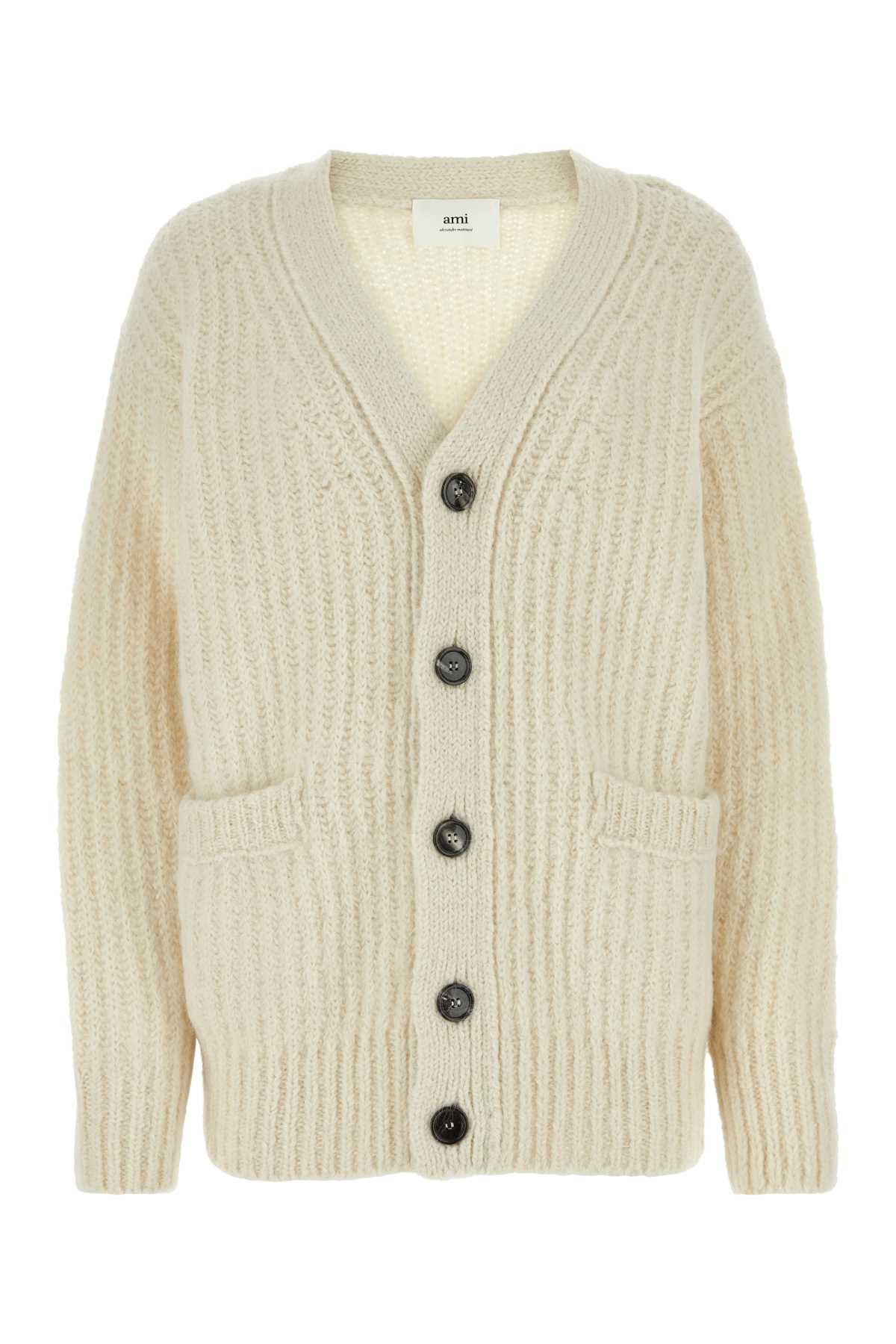 Ami Women Ivory Alpaca Blend Cardigan