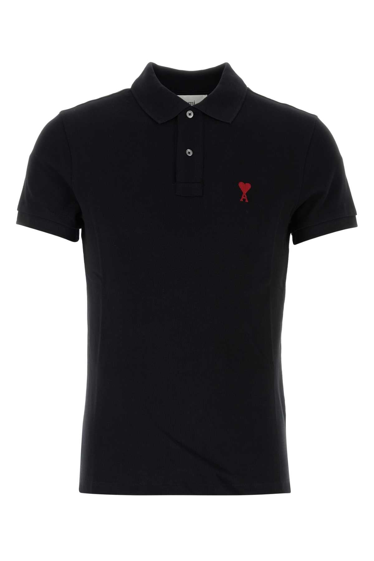Ami Men Black Piquet Polo Shirt AMI PARIS