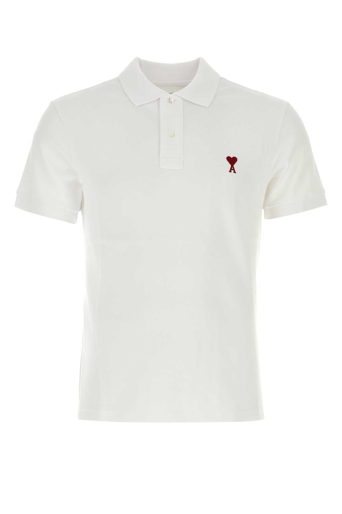 Ami Men White Piquet Polo Shirt AMI PARIS