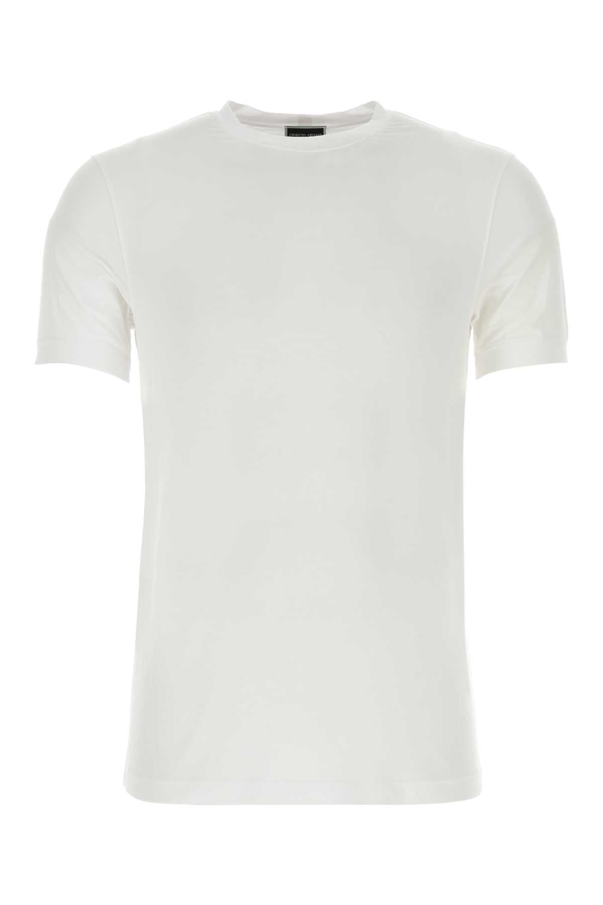 Giorgio Armani Men White Stretch Viscose T-Shirt GIORGIO ARMANI