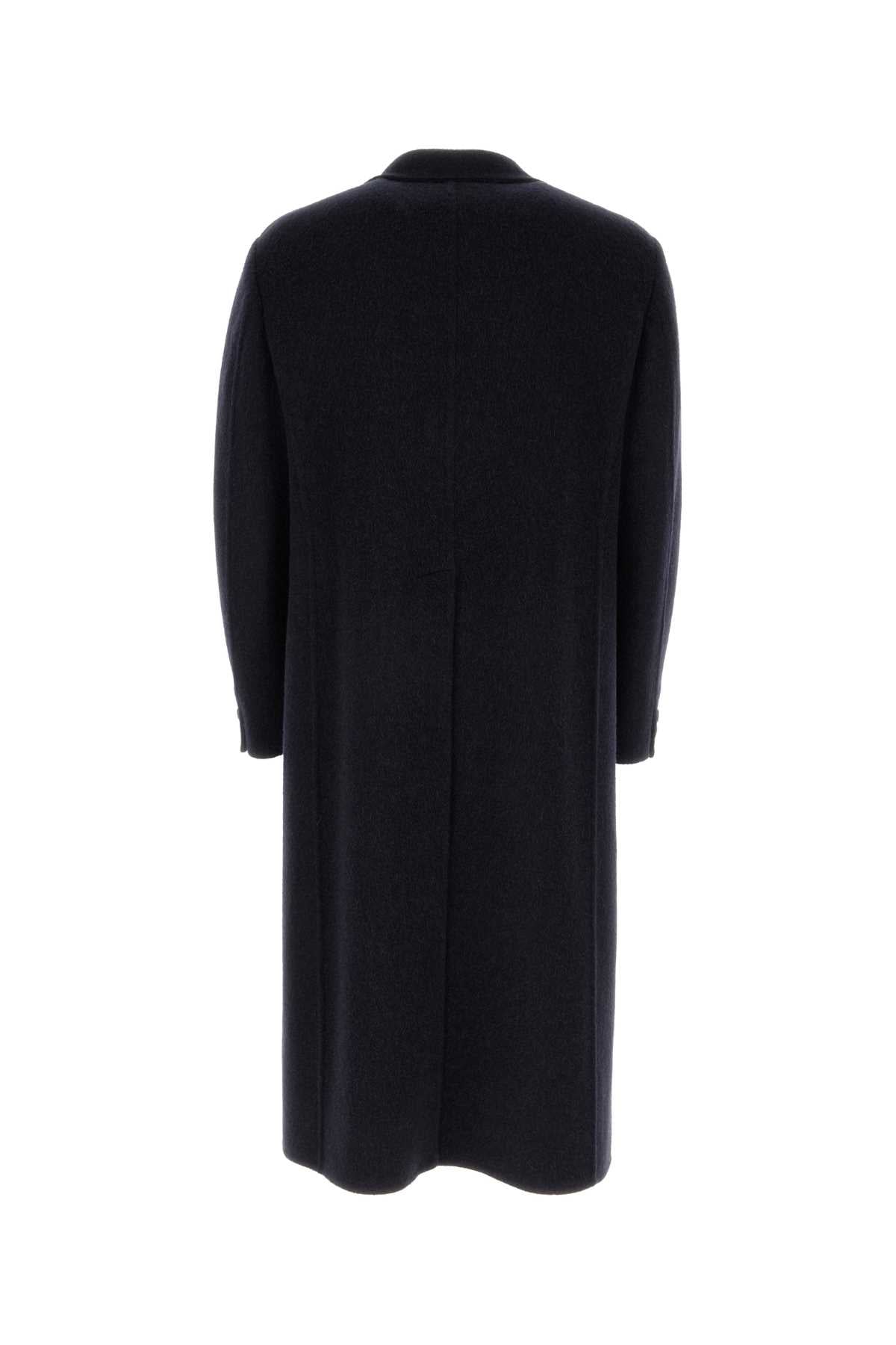 Fendi Men Navy Blue Wool Blend Coat FENDI