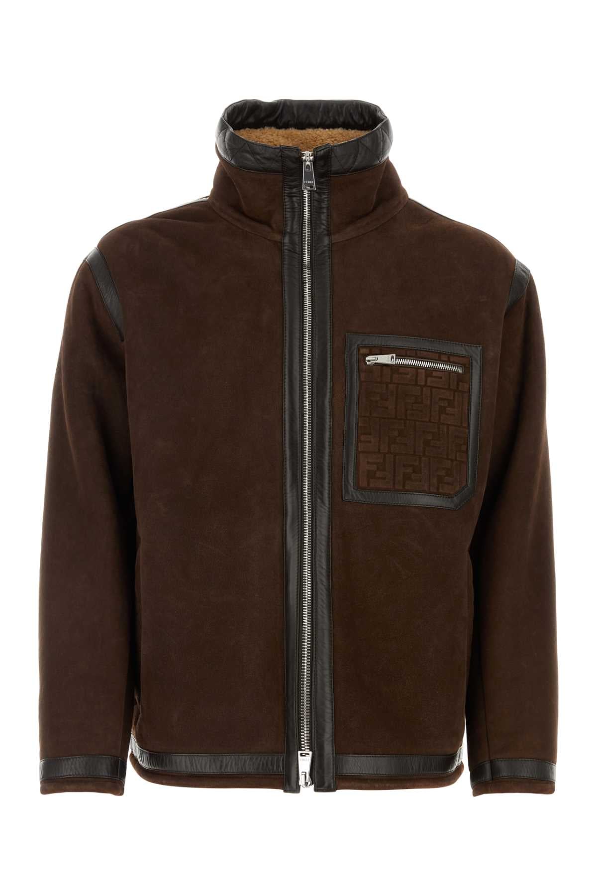 Fendi Men Chocolate Suede Jacket FENDI