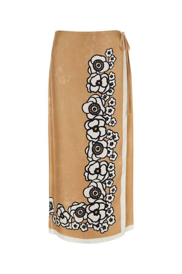 Prada Woman Camel Silk Skirt