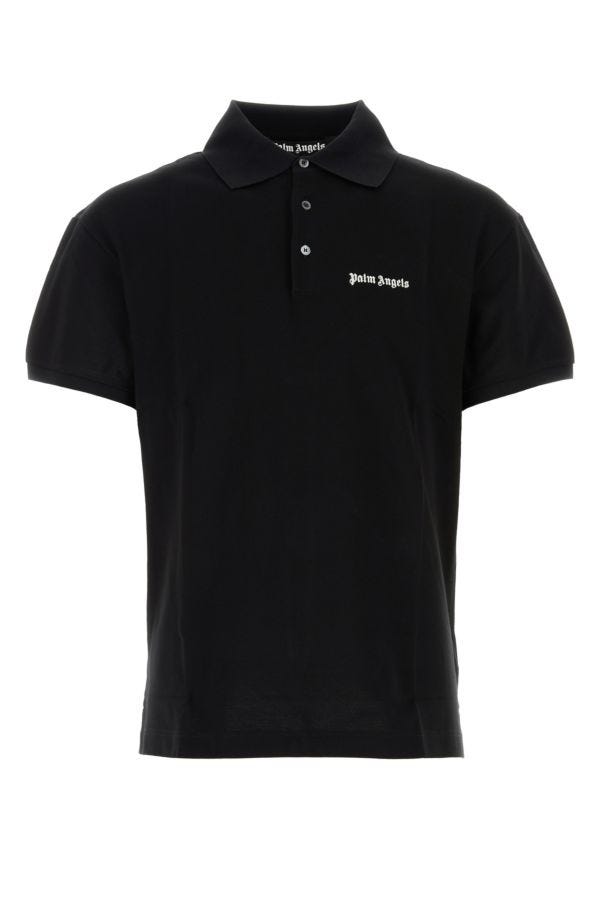 Palm Angels Man Black Piquet Polo Shirt