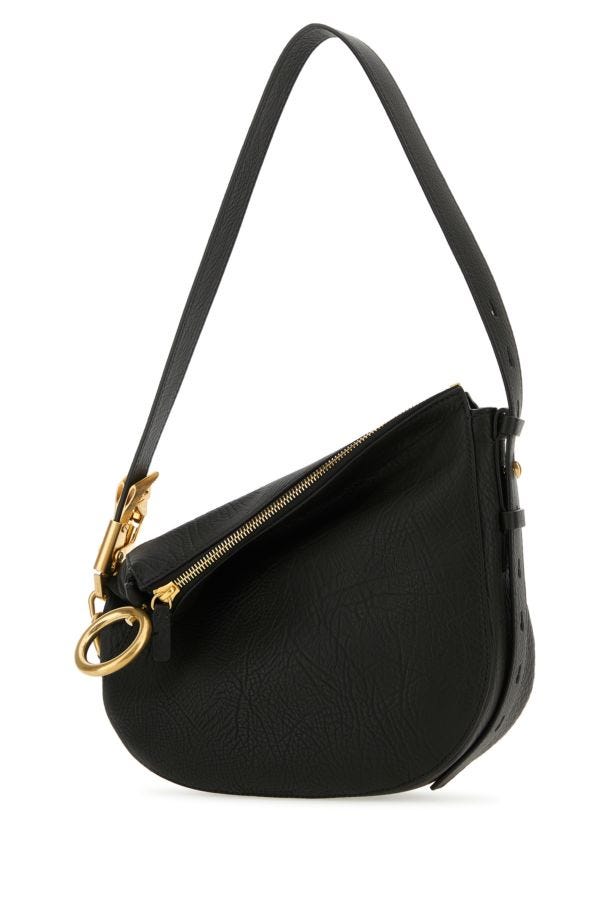 Burberry Woman Black Leather Knight Small Shoulder Bag