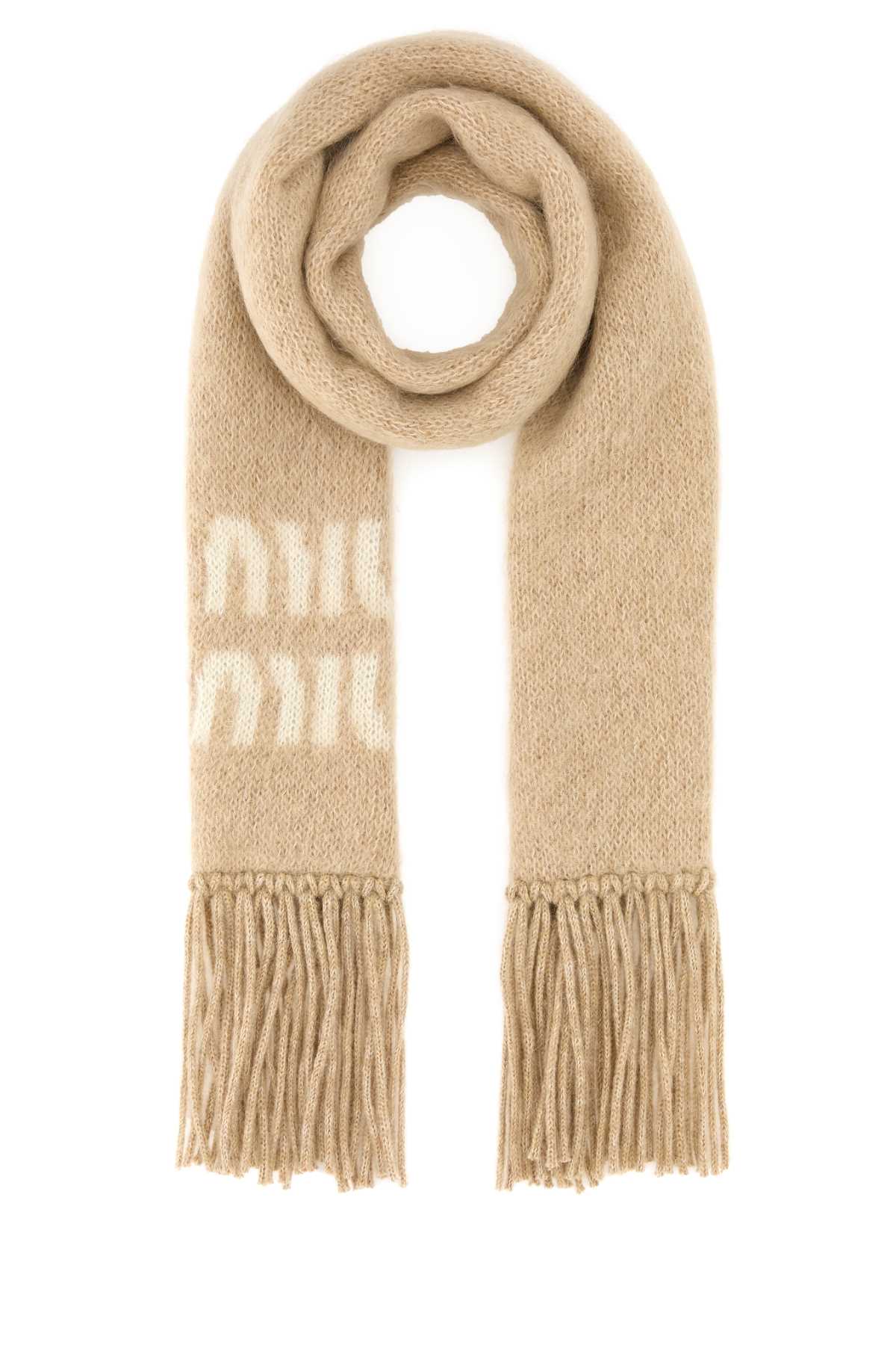 Miu Miu Women Beige Mohair Blend Scarf MIU MIU