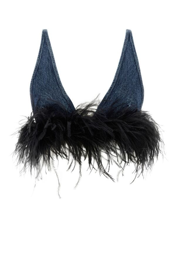 Miu Miu Women Denim Crop Top MIU MIU